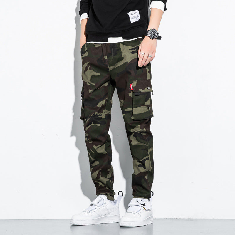 Herren Camouflage Cargo-Jogginghose mit Tapered-Schnitt, elastischem Bund und Multifunktionstaschen Nord Taschen