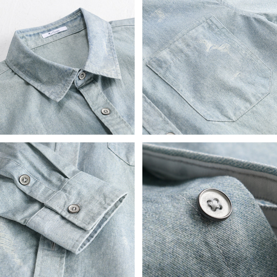 Herren Denim-Overshirt mit Used‑Effekt und Brusttasche Nord Taschen