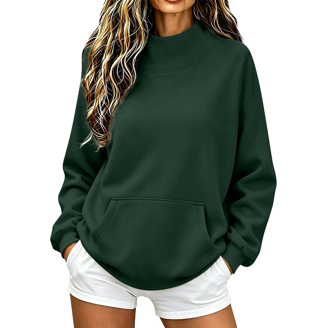 Damen Oversize Hoodie mit hohem Rollkragen und Kängurutasche Nord Taschen