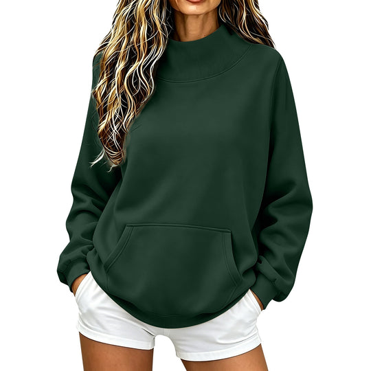 Damen Oversize Hoodie mit hohem Rollkragen und Kängurutasche Nord Taschen