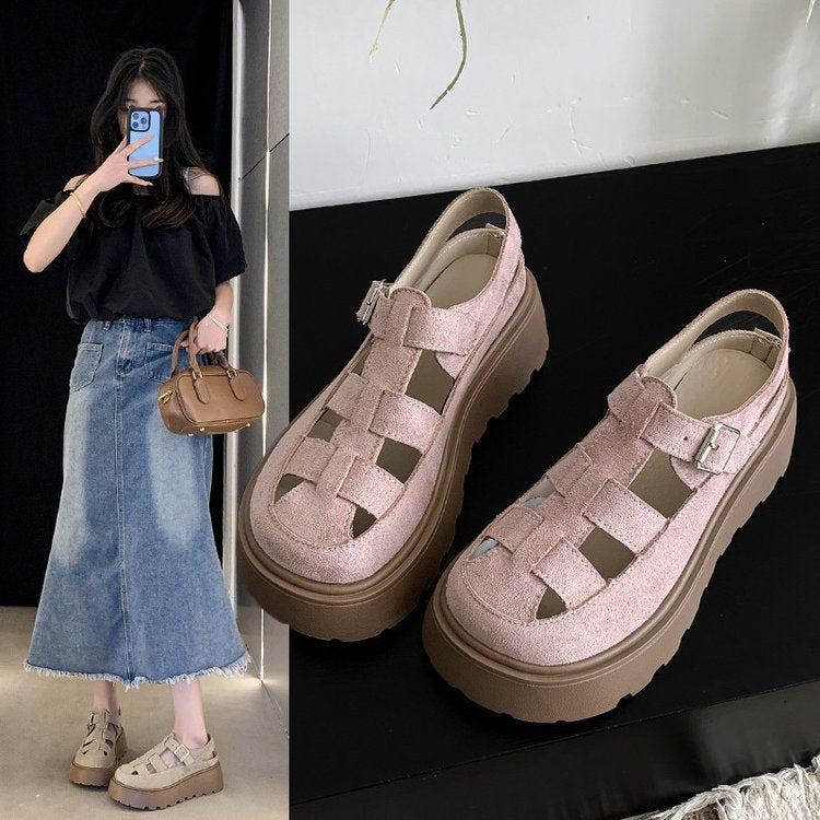 Damen Cushioned Plateau-Sandalen mit modischen Riemchen und weichem Obermaterial