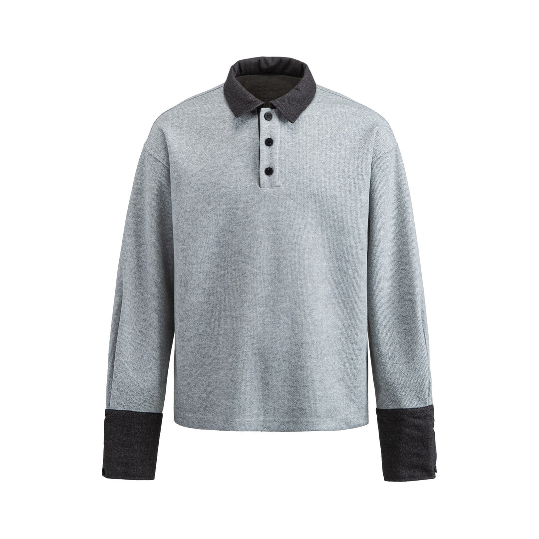 Unisex Boxy‑Polo‑Sweatshirt mit Kontrastkragen und verlängerten Ärmelbündchen Nord Taschen