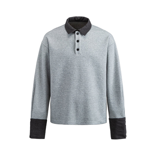 Unisex Boxy‑Polo‑Sweatshirt mit Kontrastkragen und verlängerten Ärmelbündchen Nord Taschen