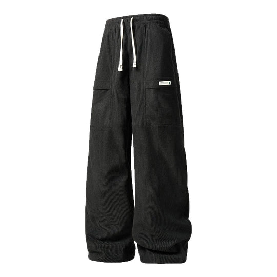 Herren Weite Cord-Cargohose mit Tunnelzugbund, Klapptaschen & gerippter Struktur Nord Taschen
