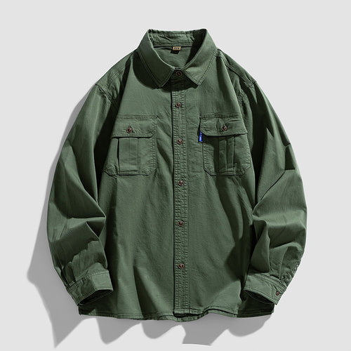 Herren Overshirt aus robustem Baumwoll-Twill mit Pattentaschen und durchgehender Knopfleiste Nord Taschen