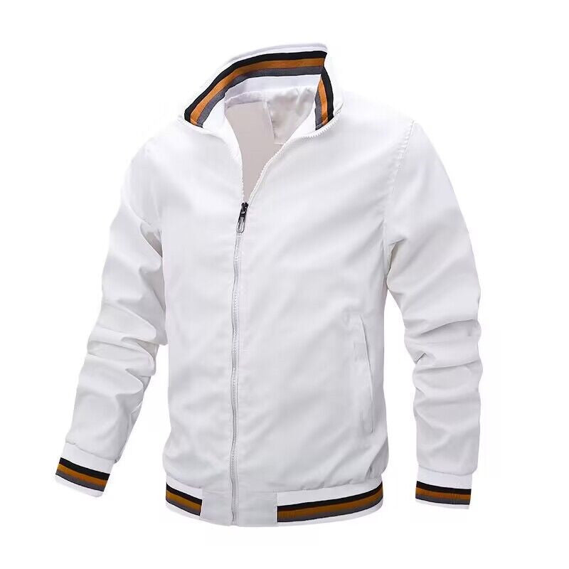 Herren Leichte Bomberjacke im Retro-Sportstil mit Stehkragen und gestreiften Rippbündchen Nord Taschen