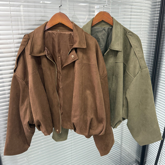 Damen Oversize-Cropped Jacke mit Balloon-Saum und Schulter-Cutouts Nord Taschen