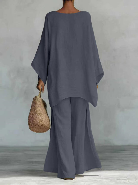 Damen Lässiges Oversize-Kaftanoberteil mit weiten Palazzohosen Nord Taschen