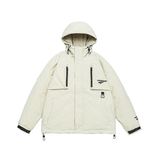 Unisex Technische wattierte Parka Jacke mit Kapuze und Reißverschluss-Brusttaschen Nord Taschen