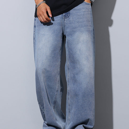 Herren Weite Baggy-Jeans aus leichtem Denim mit tiefer Schrittführung Nord Taschen
