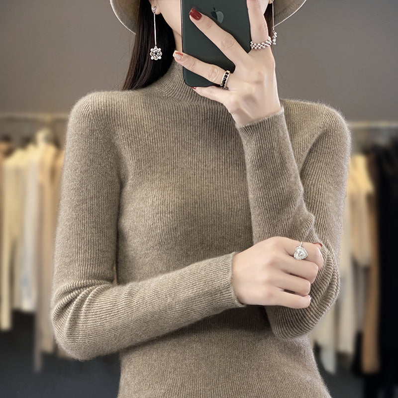 Damen Schlanker Feinstrick-Mockneckpullover aus feinem Angora‑Mix Nord Taschen