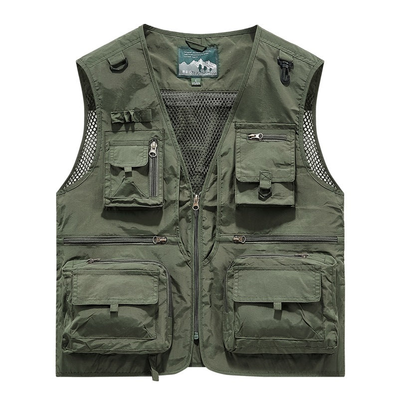 Herren leichte multifunktionale Utility-Anglerweste mit Mesh‑Futter und zahlreichen Reißverschluss‑ und Klappentaschen Nord Taschen