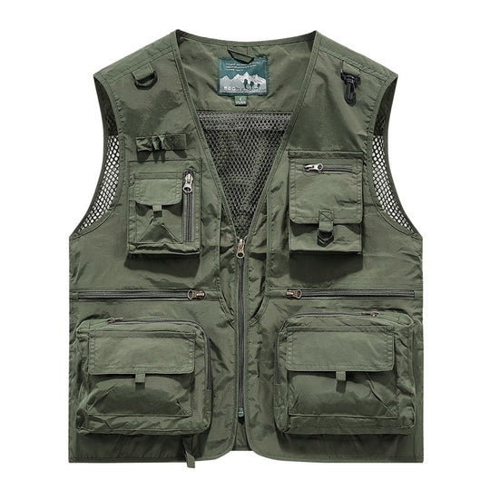 Herren leichte multifunktionale Utility-Anglerweste mit Mesh‑Futter und zahlreichen Reißverschluss‑ und Klappentaschen Nord Taschen