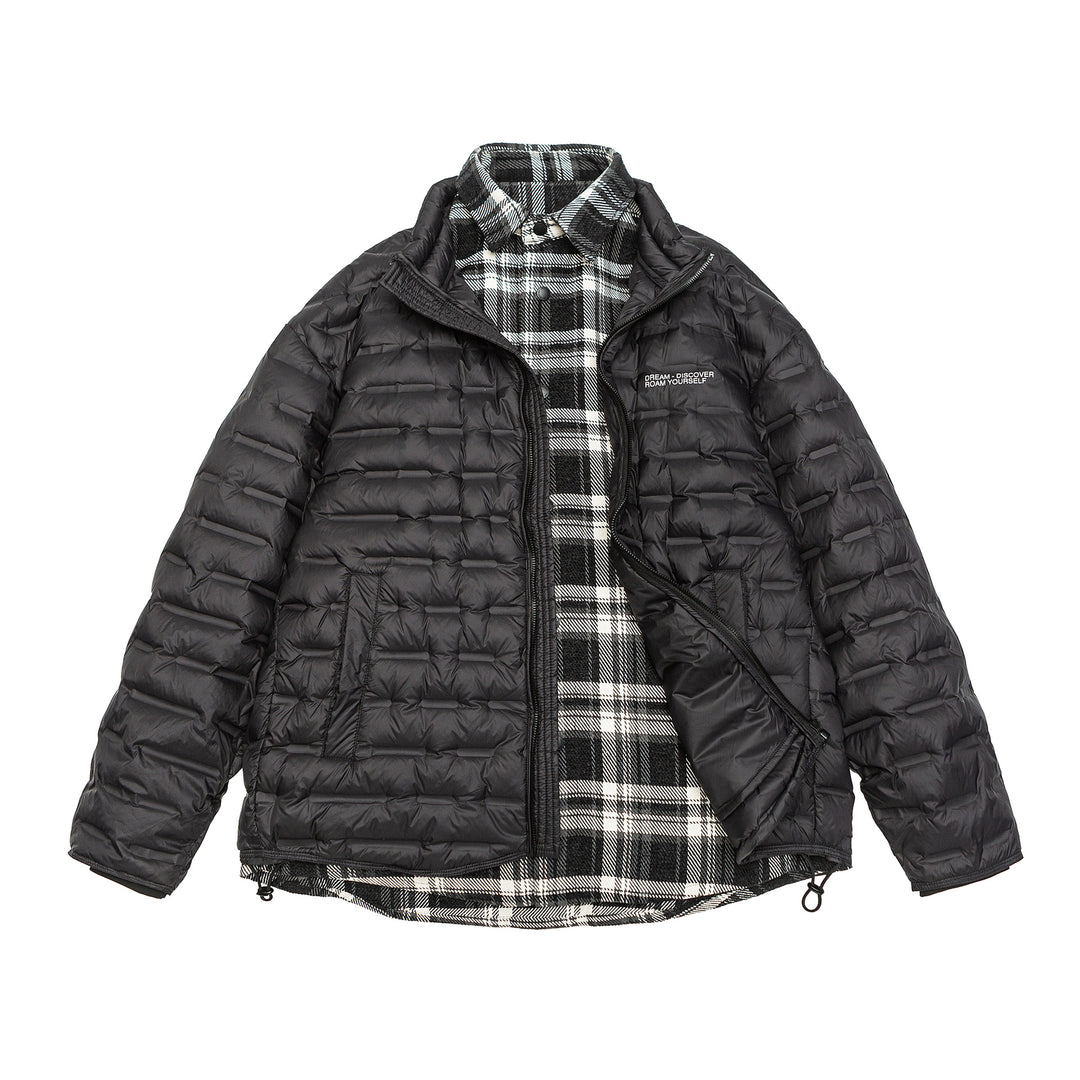 Herren Leichte gesteppte Hybridjacke mit kariertem Innenfutter und Tunnelzug Nord Taschen