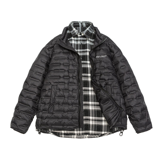 Herren Leichte gesteppte Hybridjacke mit kariertem Innenfutter und Tunnelzug Nord Taschen