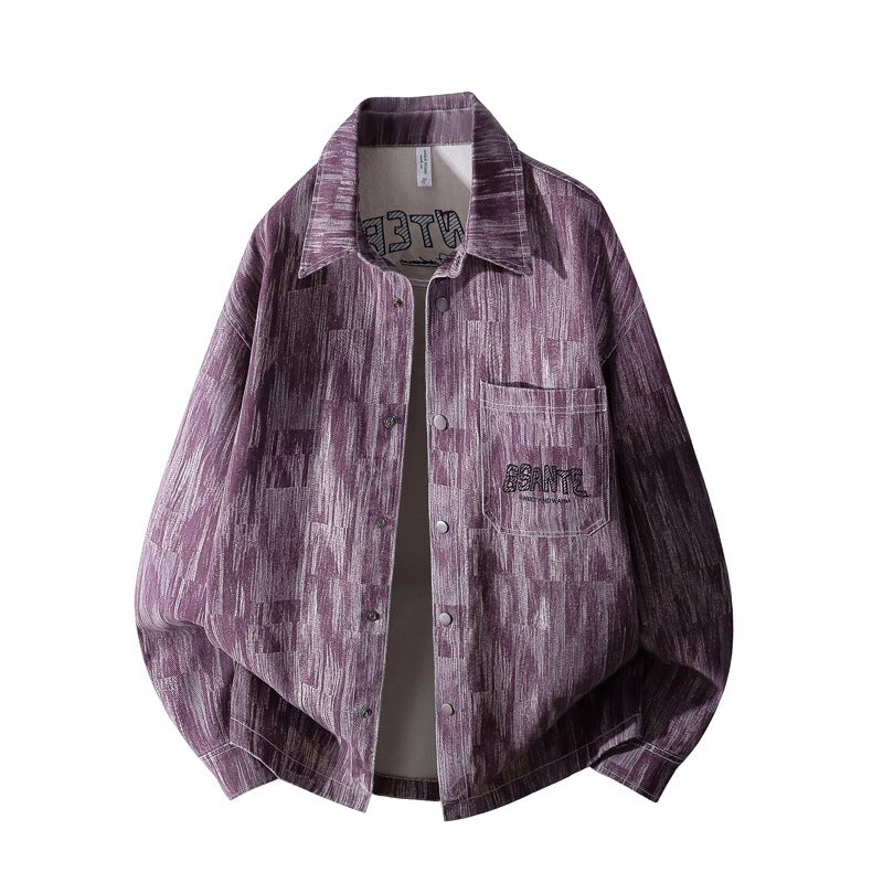 Herren Oversize-Hemdjacke mit Strukturprint, Druckknopfleiste & aufgesetzter Brusttasche Nord Taschen