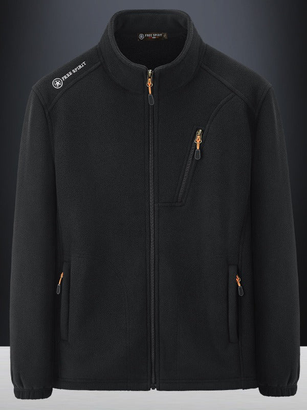 Herren Warme Microfleece-Outdoorjacke mit Brustreißverschluss, Seitentaschen und Stehkragen Nord Taschen