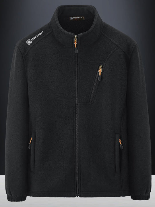 Herren Warme Microfleece-Outdoorjacke mit Brustreißverschluss, Seitentaschen und Stehkragen Nord Taschen