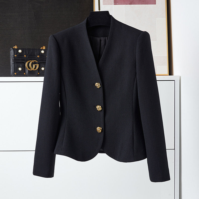 Damen Eleganter Blazer mit goldenem Knopfdetail Nord Taschen