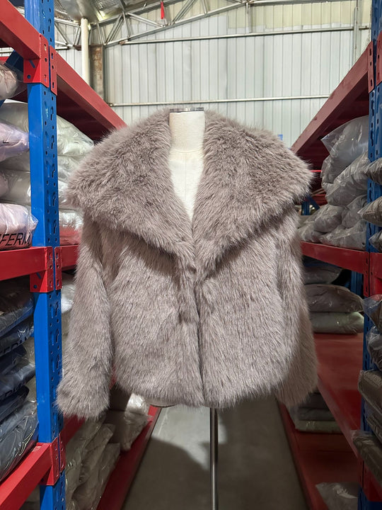 Damen Cropped Kunstpelz‑Bolero mit extraweichem Langflor und voluminösem Schalkragen Nord Taschen