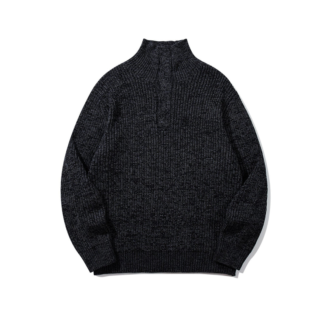 Unisex Grobgestrickter Rollkragenpullover mit halber Knopfleiste Nord Taschen