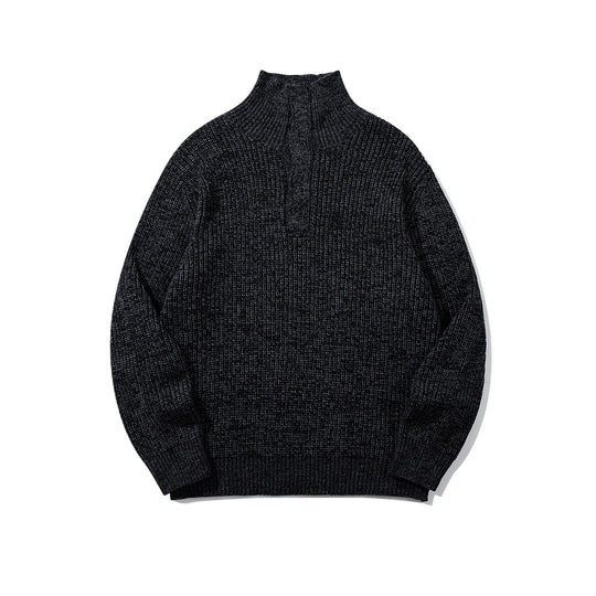 Unisex Grobgestrickter Rollkragenpullover mit halber Knopfleiste Nord Taschen