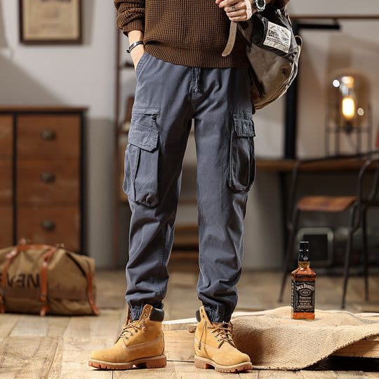 Herren Robuste Baumwoll-Cargohose mit elastischem Saum und Multifachtaschen Nord Taschen