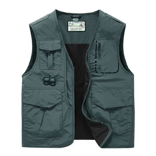Herren Multifunktionale Outdoor-Utility-Weste mit Multitaschen, Mesh‑Futter und D‑Ringen Nord Taschen