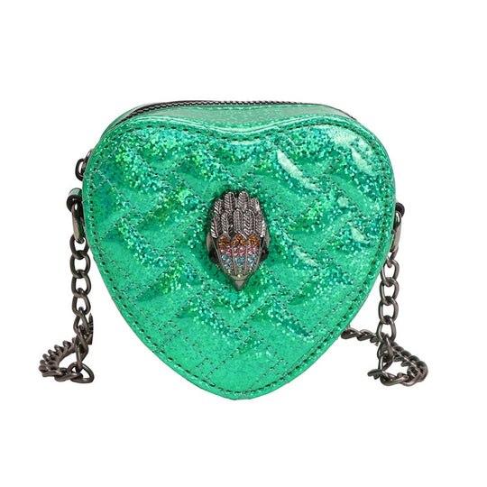 Damen Herzform-Bag mit Glanzoberfläche und exquisitem Anhänger Nord Taschen