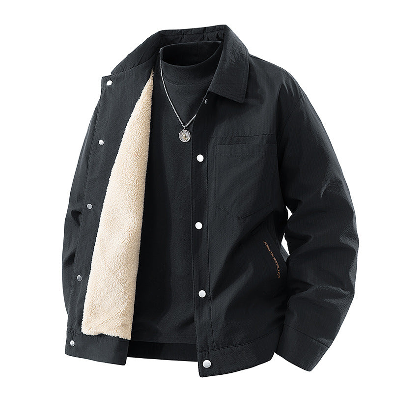 Men's  sherpa-lined relaxed coach jacket with snap-front closure and chest pocket Nord Taschen