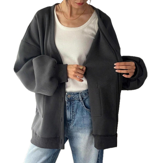Damen Lässiger Oversized Cardigan Nord Taschen