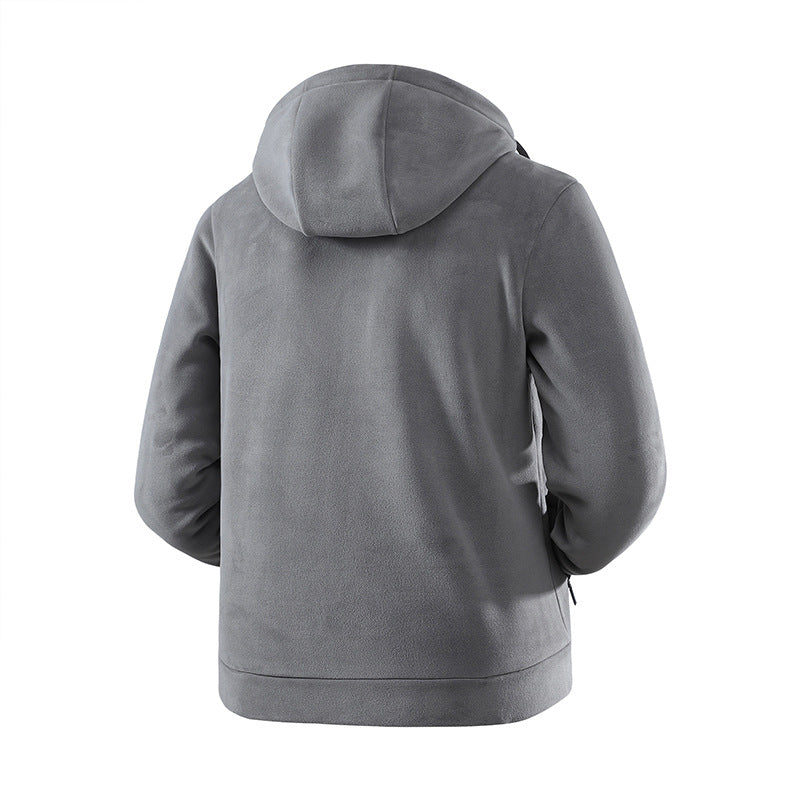 Herren Fleece-Softshell Hybridkapuzenjacke mit Teddy-Innenfutter & verstellbarer Kapuze Nord Taschen