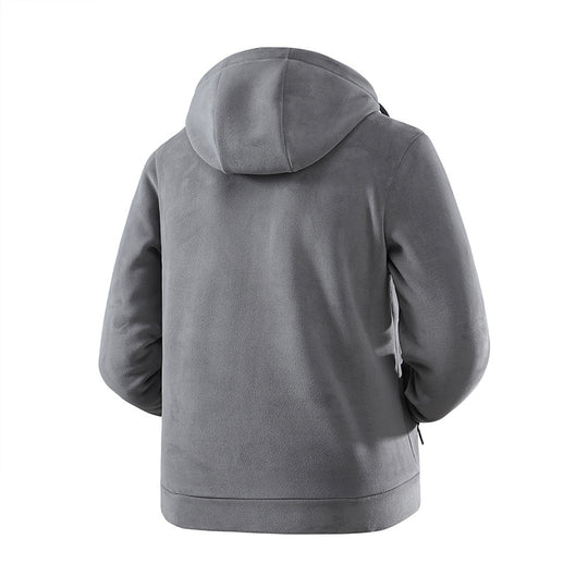 Herren Fleece-Softshell Hybridkapuzenjacke mit Teddy-Innenfutter & verstellbarer Kapuze Nord Taschen