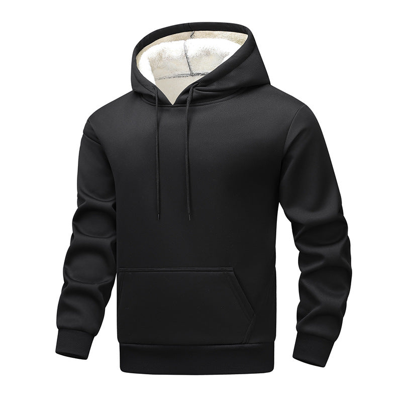 Herren Kuscheliger Teddyfleece-Kapuzenpullover mit Sherpa-Futter und Kängurutasche Nord Taschen