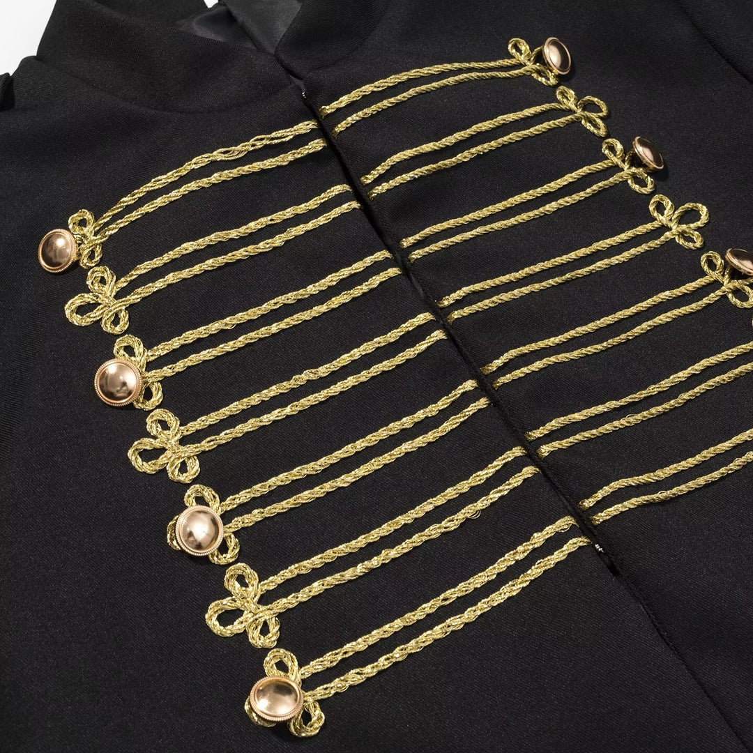 Damen Militärisch inspirierte Kurzjacke mit Goldkordel‑Applikation und Stehkragen Nord Taschen