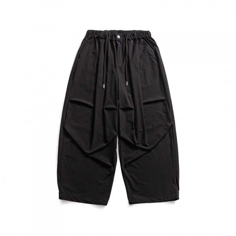 Unisex Weite Haremshose mit Drapierungen, elastischem Bund und Kordelzug Nord Taschen
