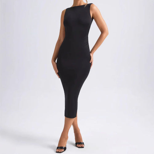 Damen Figurbetontes Midikleid mit schmalem Schnitt und elegantem Ausschnitt Nord Taschen
