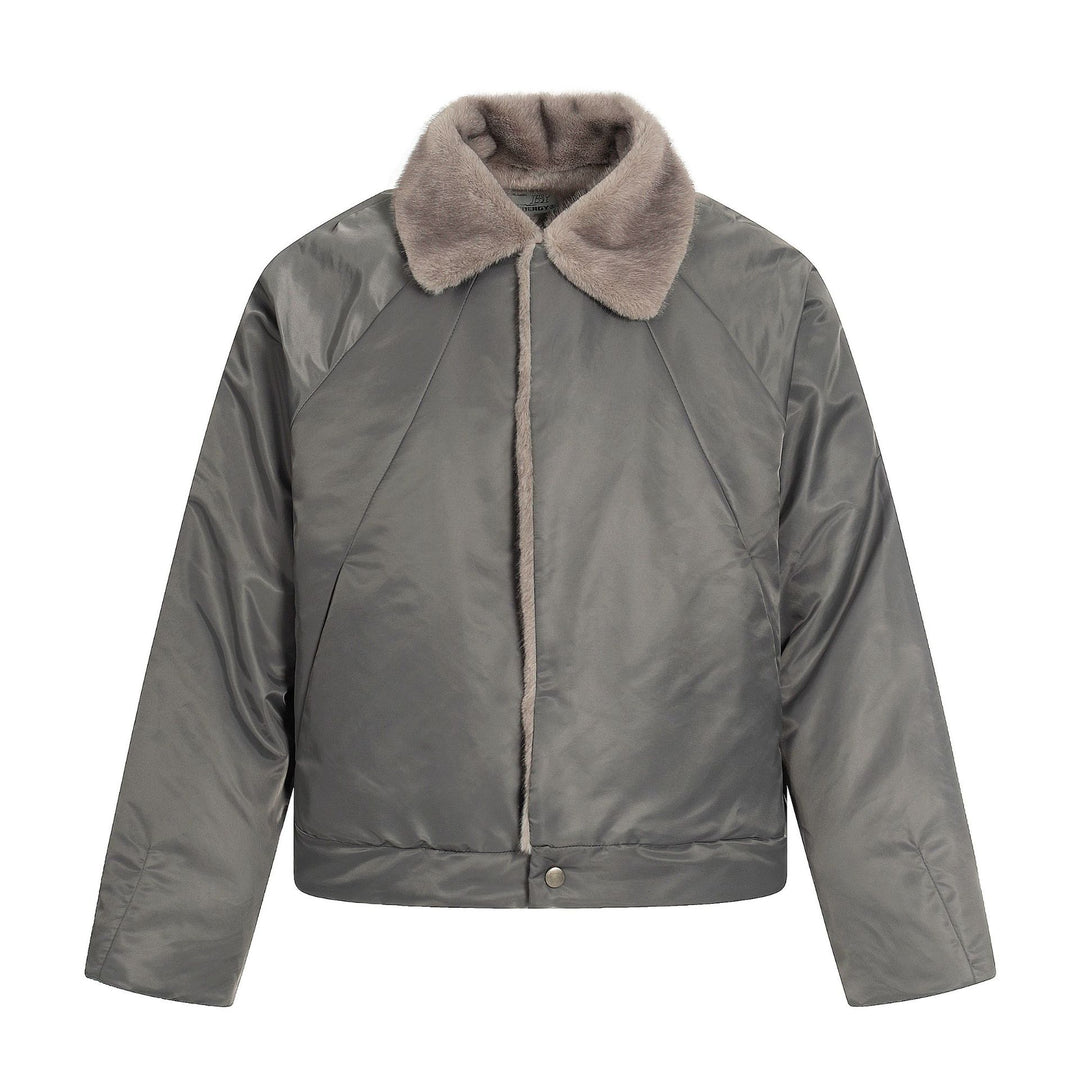 Damen Kurz geschnittener gesteppter Blouson mit Webpelzkragen Nord Taschen