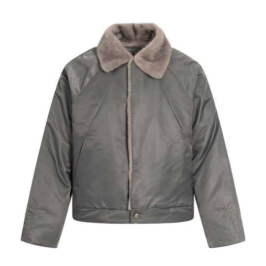 Damen Kurz geschnittener gesteppter Blouson mit Webpelzkragen Nord Taschen