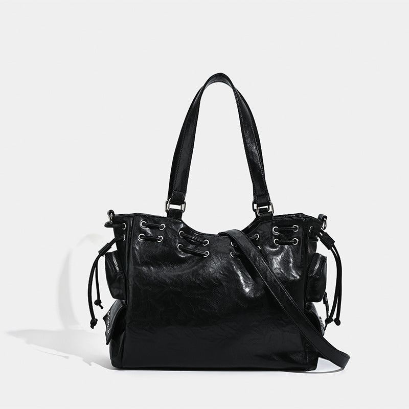 Damen Handtasche mit dekorativer Schnürung und abnehmbarem Schulterriemen Nord Taschen