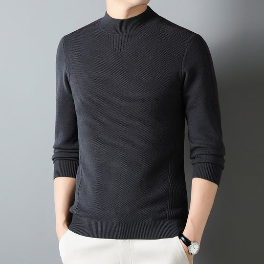 Herren Slim-Fit Strukturierter Feinstrickpullover mit kurzem Schlauchkragen und gerippten Säumen Nord Taschen