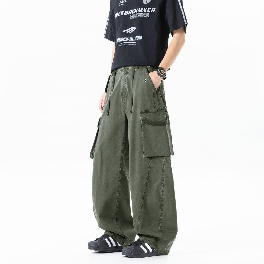 Herren Weite Cargo-Bundfaltenhose mit Tunnelzug und großen Klappentaschen Nord Taschen