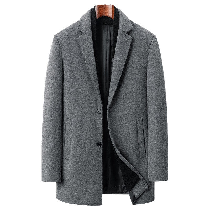 Herren Moderner Business-Übermantel aus Wollmischung mit schmalem Revers und Thermofutter Nord Taschen