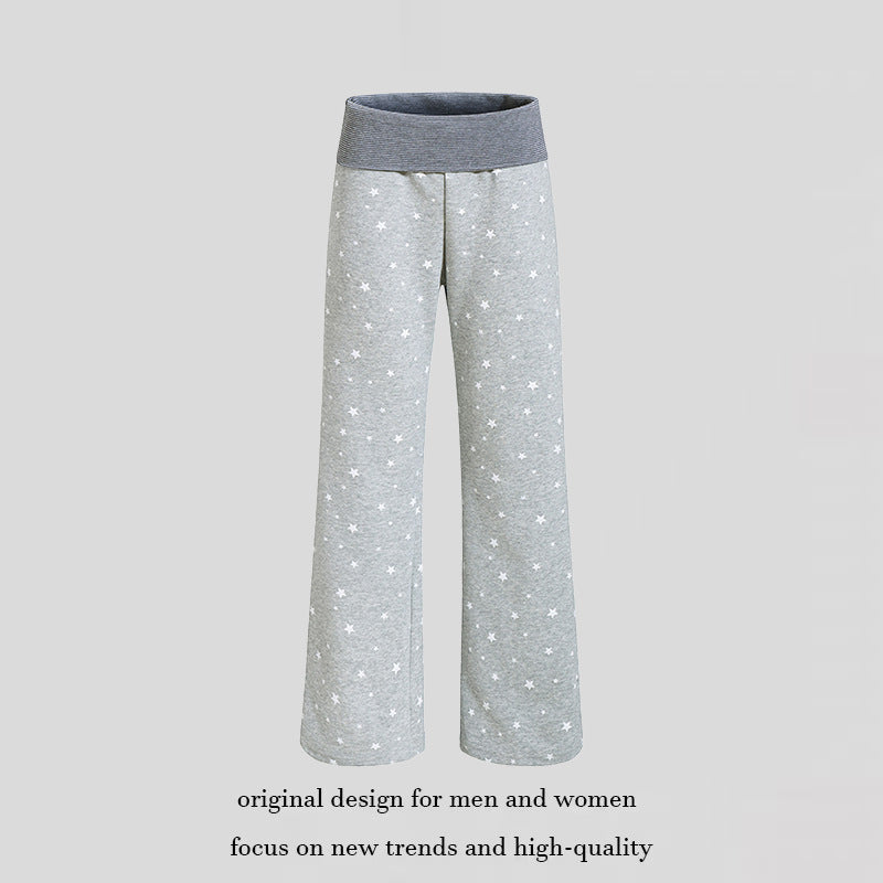 Damen Lounge-Hose mit weitem Bein, hohem Rippbund und Sternenprint Nord Taschen