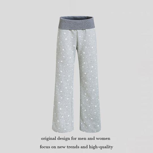 Damen Lounge-Hose mit weitem Bein, hohem Rippbund und Sternenprint Nord Taschen