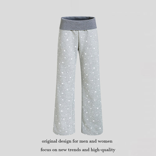 Damen Lounge-Hose mit weitem Bein, hohem Rippbund und Sternenprint Nord Taschen