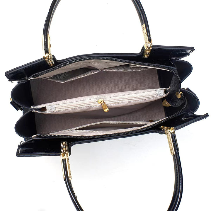 Damen Handtasche mit glänzender Krokodilprägung und abnehmbarem Tragegurt Nord Taschen