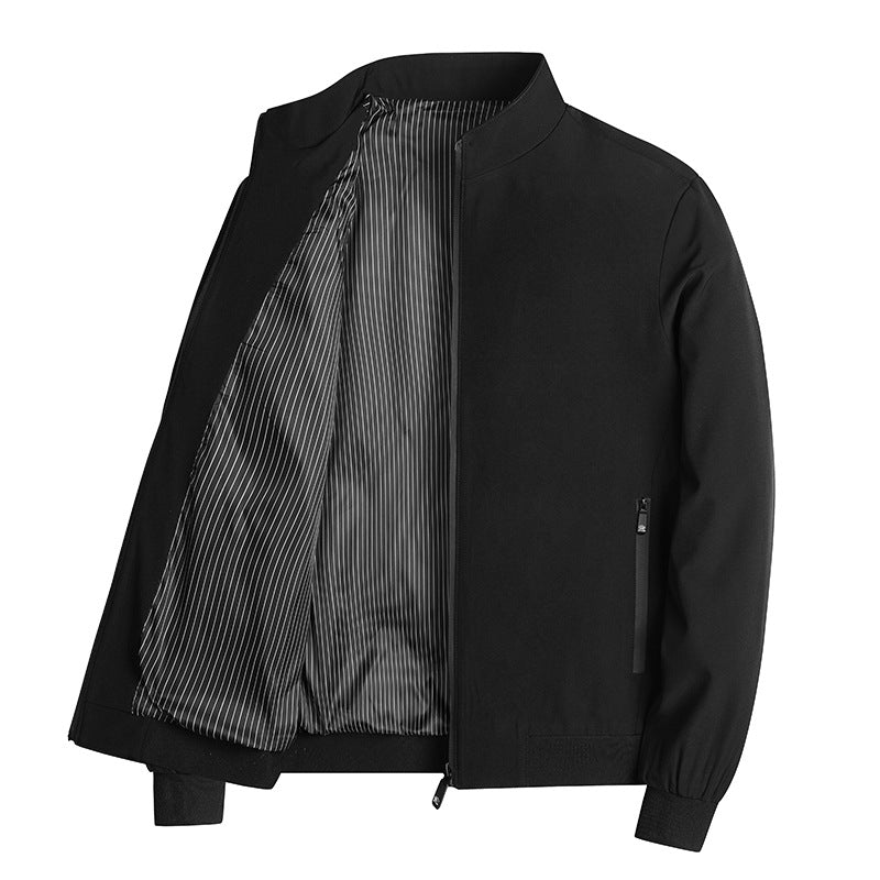 Herren leichte Blousonjacke mit Stehkragen, gestreiftem Innenfutter und Reißverschlusstaschen Nord Taschen