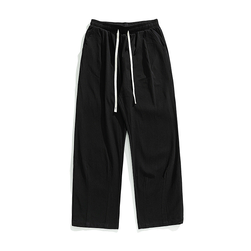 Unisex Leichte Leinenoptik-Loungehose mit elastischem Bund, geradem Palazzoschnitt und kontrastierendem Kordelzug Nord Taschen