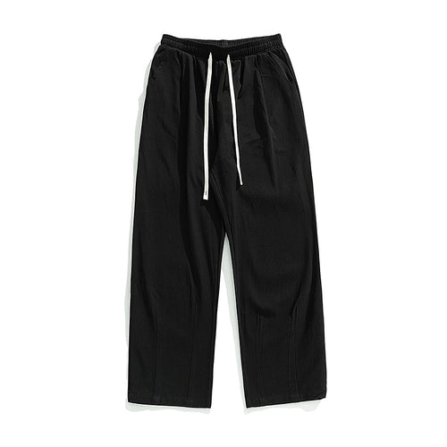 Unisex Leichte Leinenoptik-Loungehose mit elastischem Bund, geradem Palazzoschnitt und kontrastierendem Kordelzug Nord Taschen